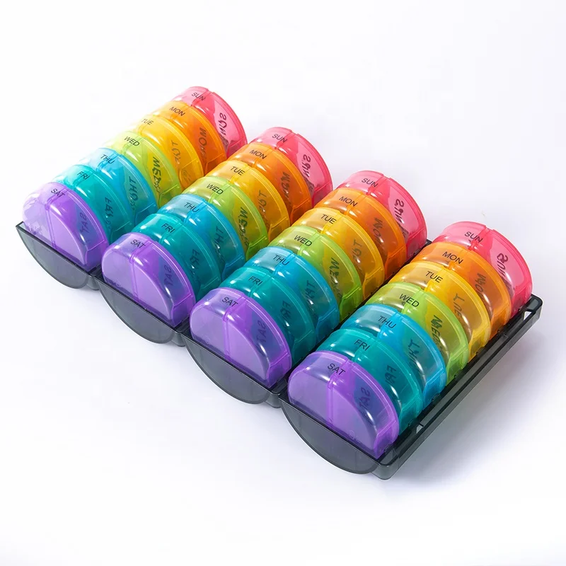 Monthly Pill Organizer Portable Detachable Dust-proof Pill Storage Case Plastic One Week 7 Day 28 Compartment Medicine Reminder
