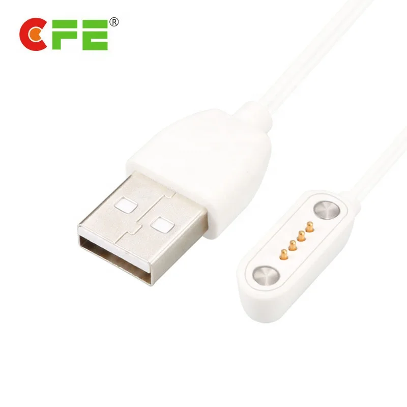 White 4 pin magnetic charging cable connector for smart watch