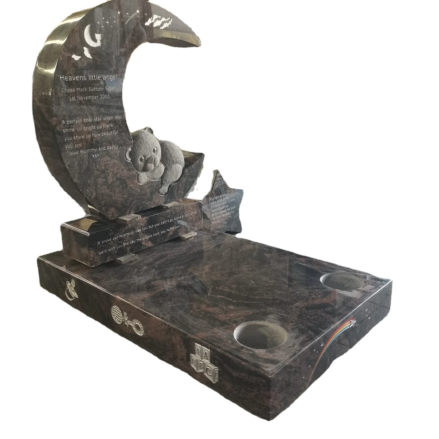 Коричневый тонн малых дизельных легких грузовиков фотографические фоны для детских праздников и Аврора коричневый гранитные памятники! Плюшевый мишка Луна надгробный камень детей