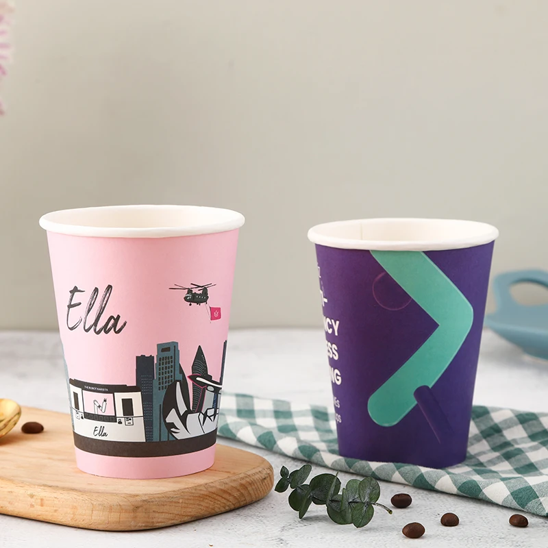 4/6/8oz disposable paper cups hot/cold drink or coffee single/ripple/double wall paper cups