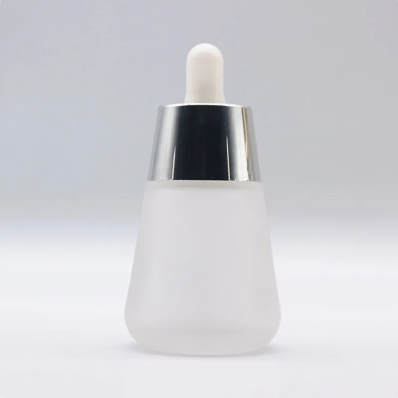 Factory Wholesale 30ml 50ml bell shape glass dropper bottles Cone shape white essential oil bottle perfume serum bottles