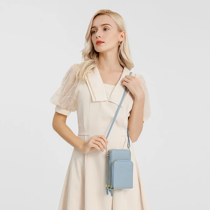 Hot selling Mini Crossbody Bag PU leather mobile phone bags designer cell phone crossbody bag shoulder with card holder