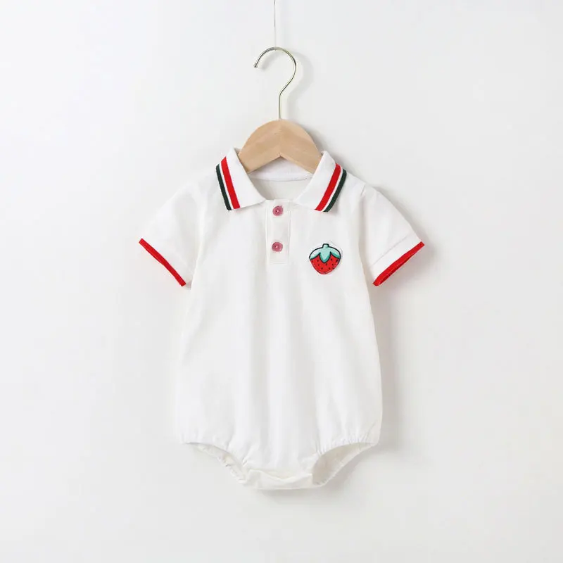Summer Children Pure Cotton Polo Shirt Boys Girls Cute Clothes Climbing Newborn One-piece Baby