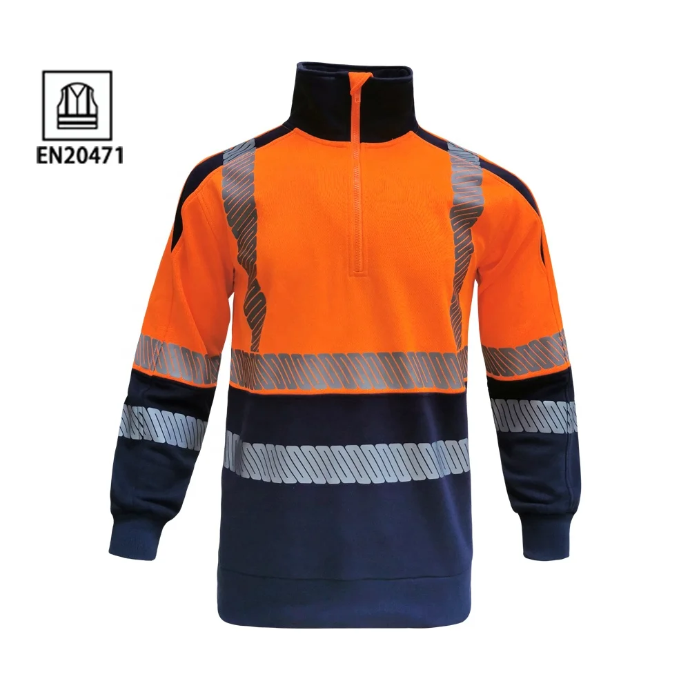 Half Zipper Safety  hivis workwear Pullover Safety jacket High visibility safety sweatshirt