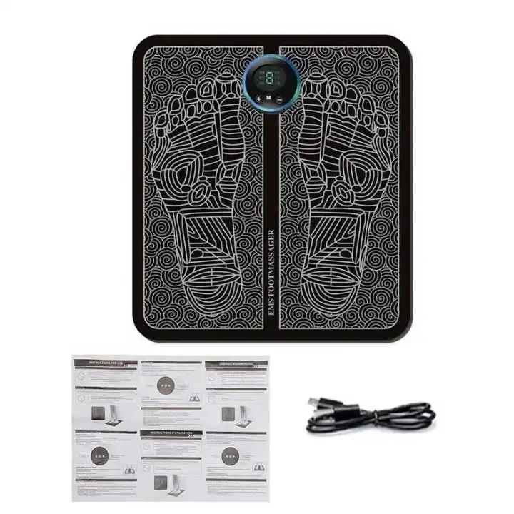 Ems Foot Massager USB Rechargeable 8 Modes 19 Strength Folding Portable Massage Foot Mat for Home