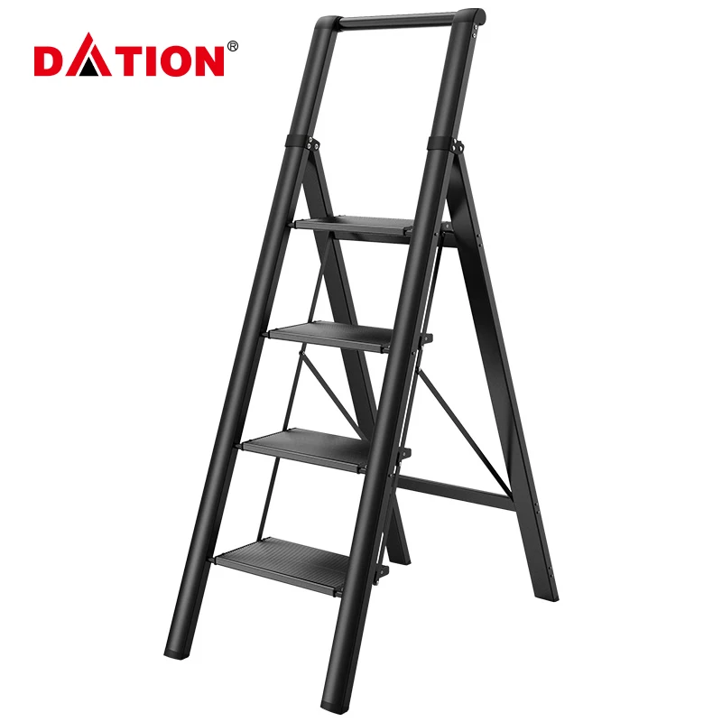 China Made Home Easy To Store 4 Step Aluminum Portable Folding Light Weight Duty Step Ladder With Handrail