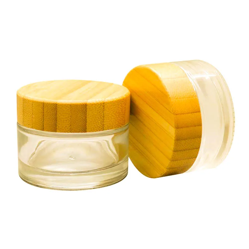 Refillable Glass Makeup Jars bamboo beauty 1g 2g 5g