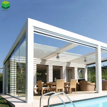 Pergolas-redondas-de-metal China Outdoor Garden Motorized waterproof residential buildings aluminum patio louver roof