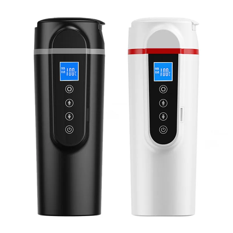 12V24V Universal 420ml car water cup heating intelligent insulation electric cup Car water heater burning kettle open water cup