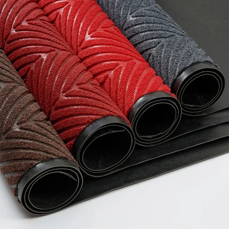 Customized size Heavy duty welcomed high grade heat embossed tyre pattern mat or roll carpet with PVC TPR  backing