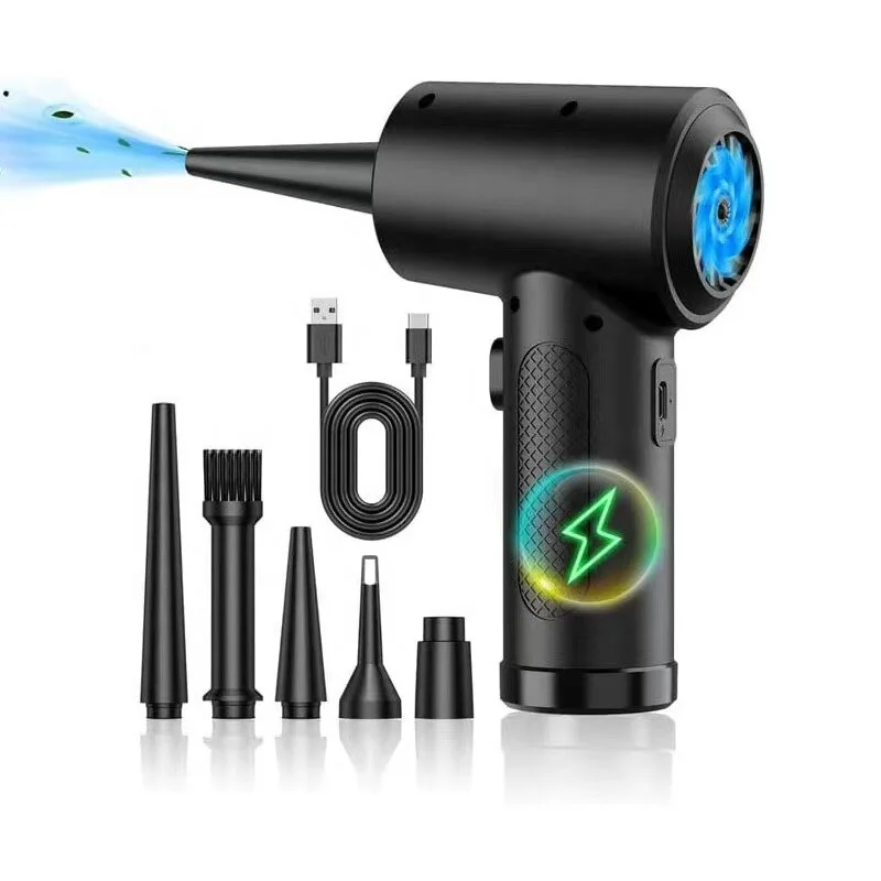 Air Duster for Computers Portable Cordless Air Blower Computer Cleaning with LED Light for PC Keyboard Crumbs Car