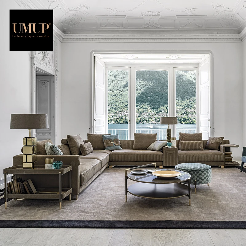 Modern design L shape sectional leather sofa set living room furniture leather sofa for sale