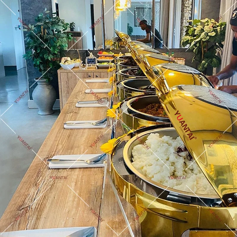United States/Canada Supplier Kitchen gold Buffet Chafing dish Party Wedding Food warmer Restaurant Hotel Chafer for Catering
