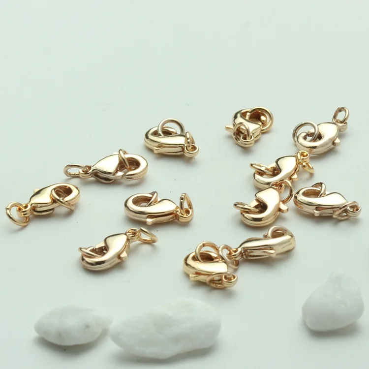 NANA high quality 14k gold plated findings,10mm brass gold lobster clasps