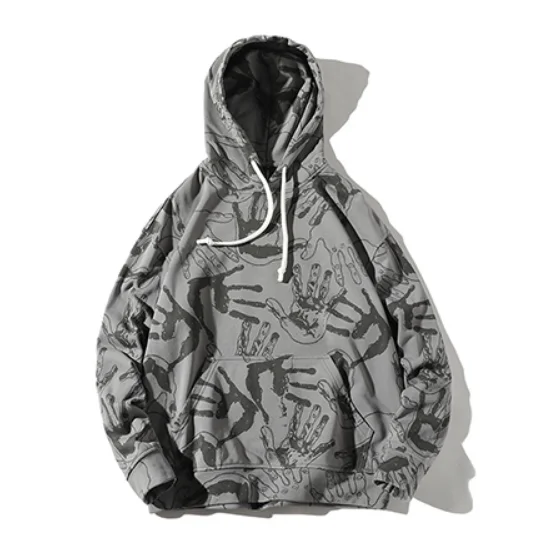 
fashion hip hop dropped shoulder oversize mens sweatsuit and hoodie all over print 