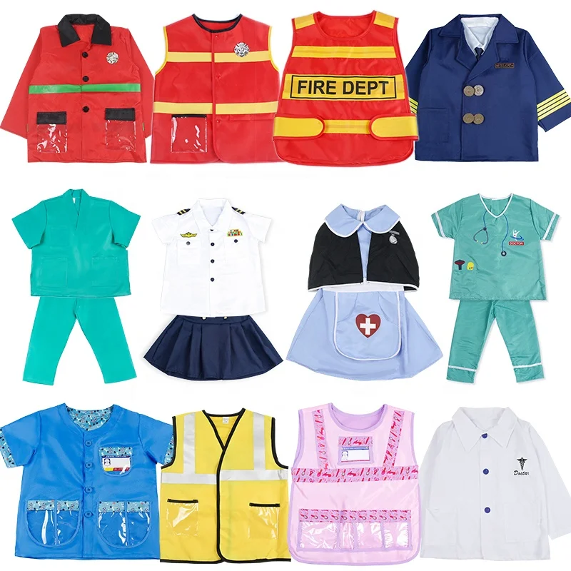 Halloween Children Firefighter Dress Up Costume Role-play Nurse Construction Worker Police Costume Pilots Doctor Costumes