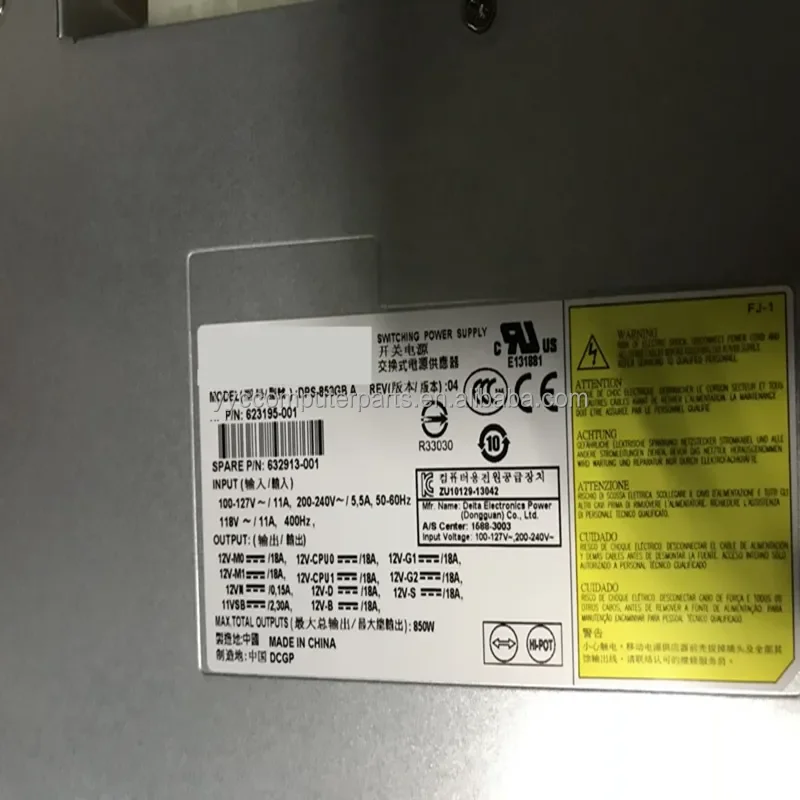 Workstation Power Supply For HP Z820 632913-001 623195-001 DPS-850GB A 850W Fully Tested
