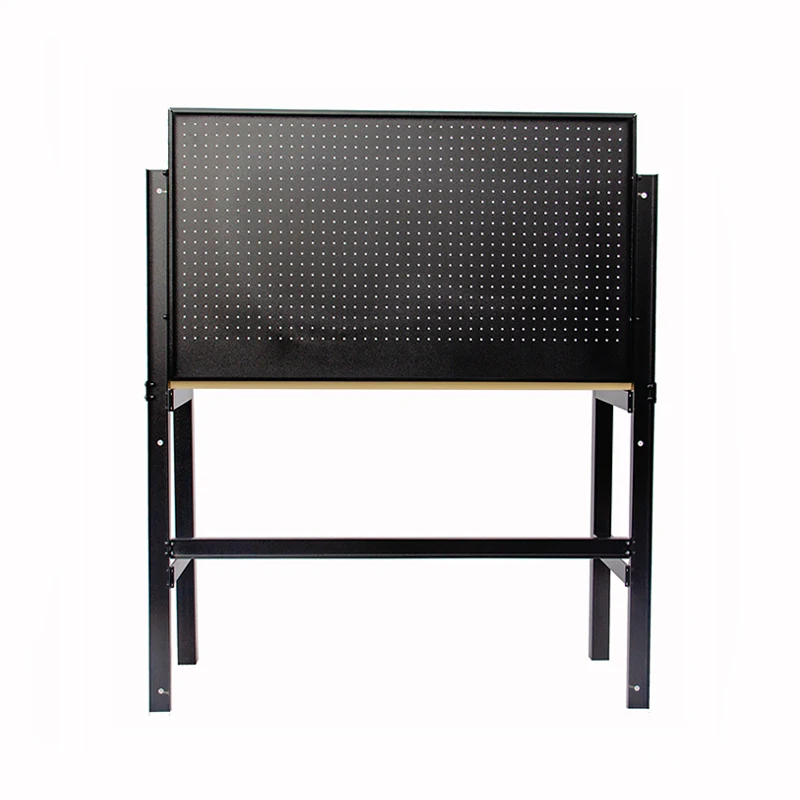 Durable Garage Workshop Wood Multifunction Tool Table Steel Workbench tabletop with pegboard Space-saving foldable work desk