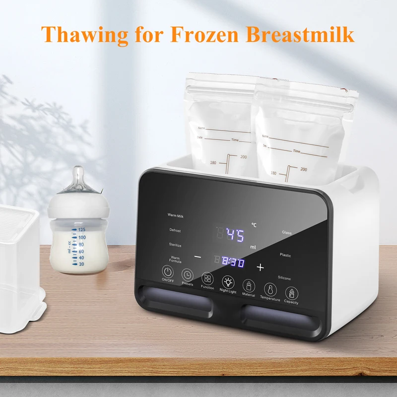 Fast Heating 9 in 1 Smart Temperature Control Baby Milk Formula Heater Sterilizer Double Baby Bottle Warmer