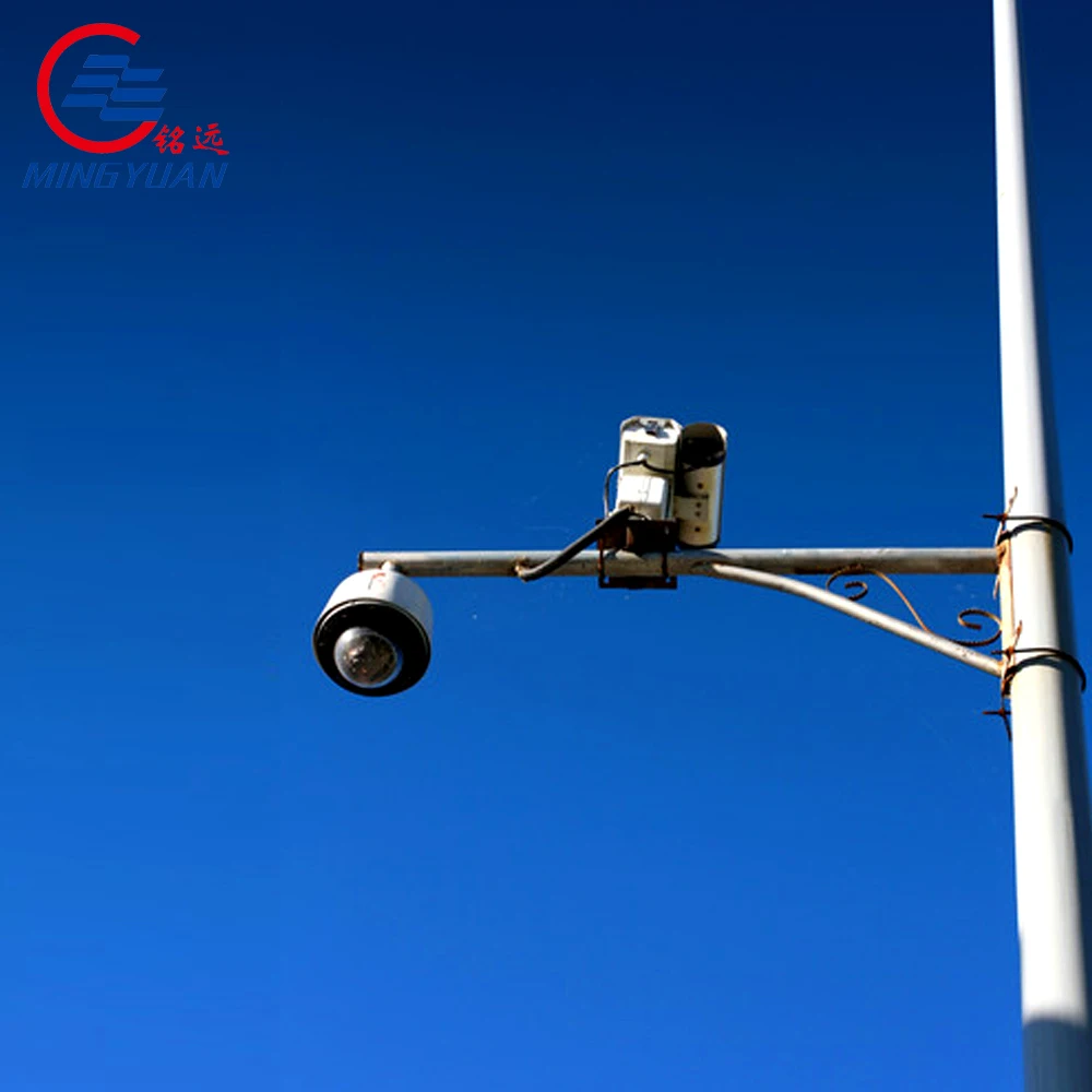 Double Arms HDG and Powder Coated CCTV Camera Monitor Pole