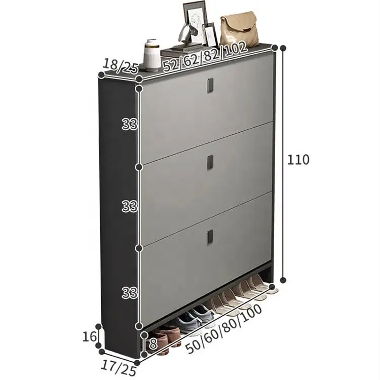 Luxury modern wooden shoe rack cabinet double-deck dump shoe storage cabinet