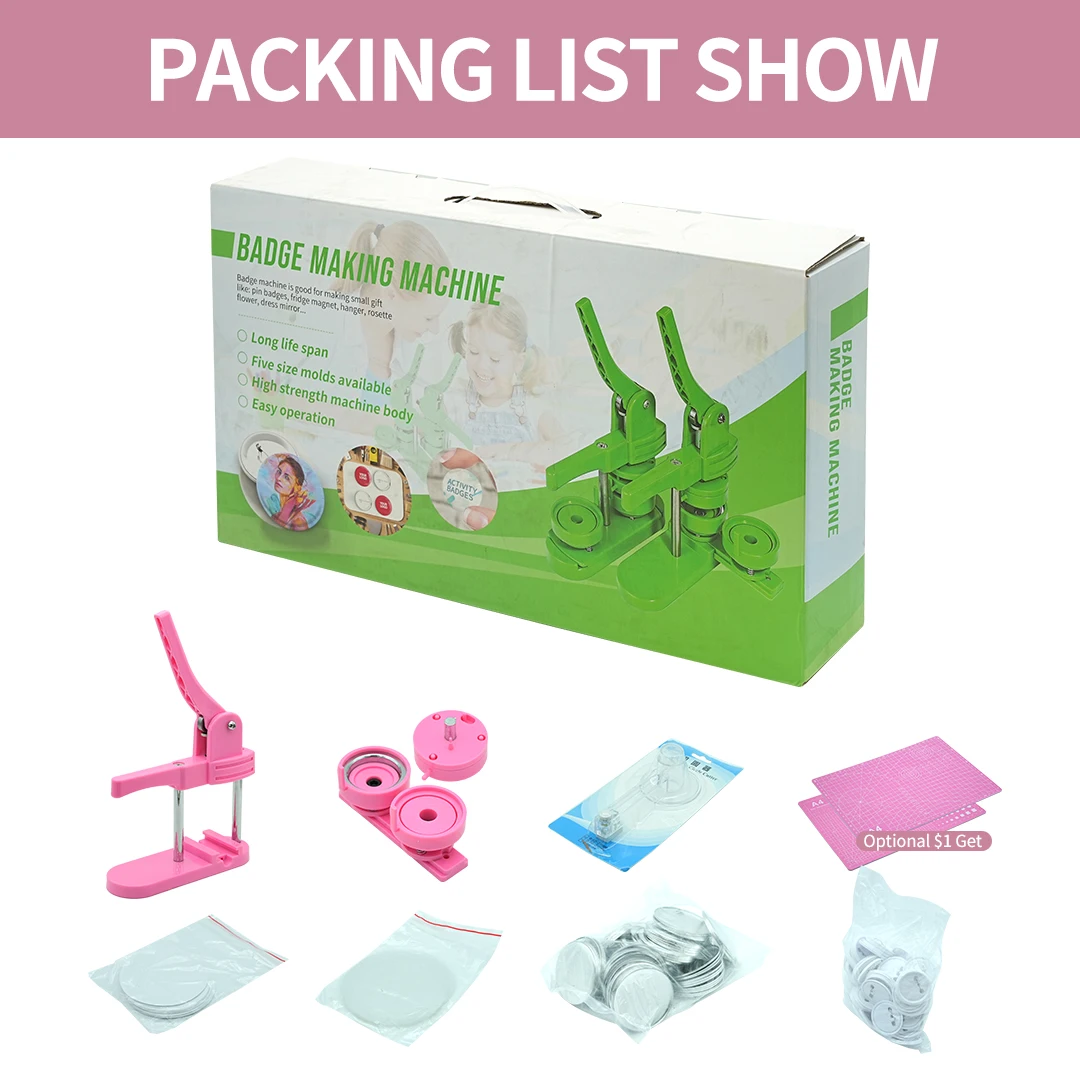 Manual Button Badge Making Machine Structurere School Button Badge Making Machine DIY Custom Gift Metal Heat Press Machine Green