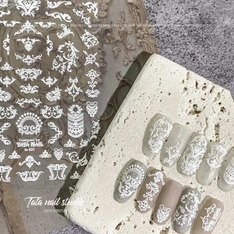 Japan Style tomoni nail sticker embossment Nail Art White Bohemia nail sticker