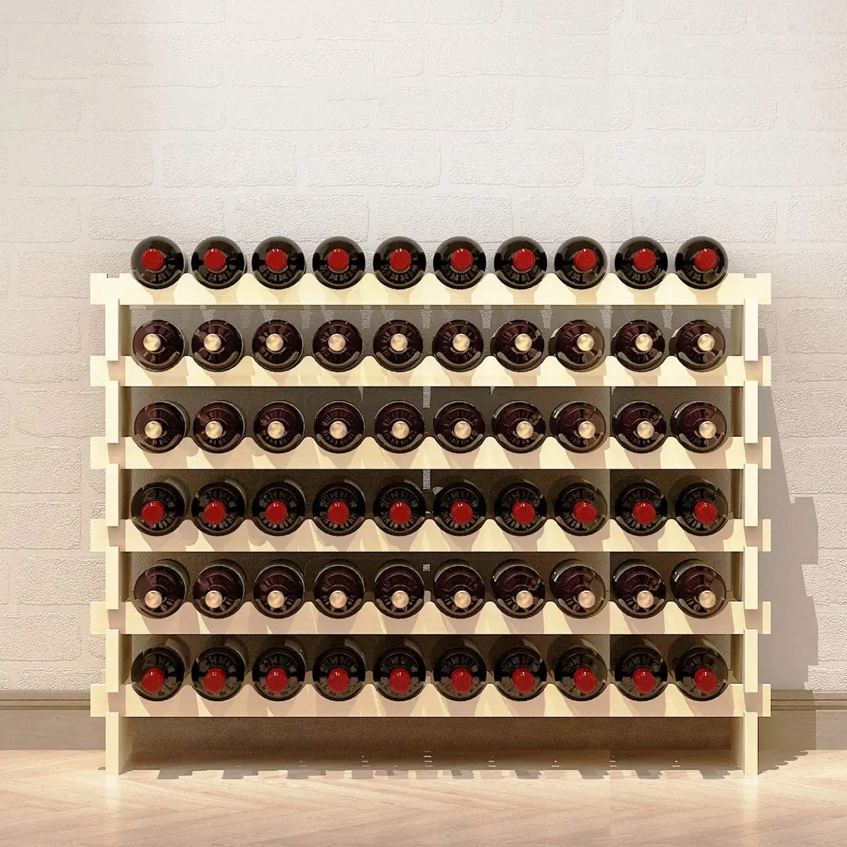 Amazon Popular Free Stand Stack solid timber wood wine racks
