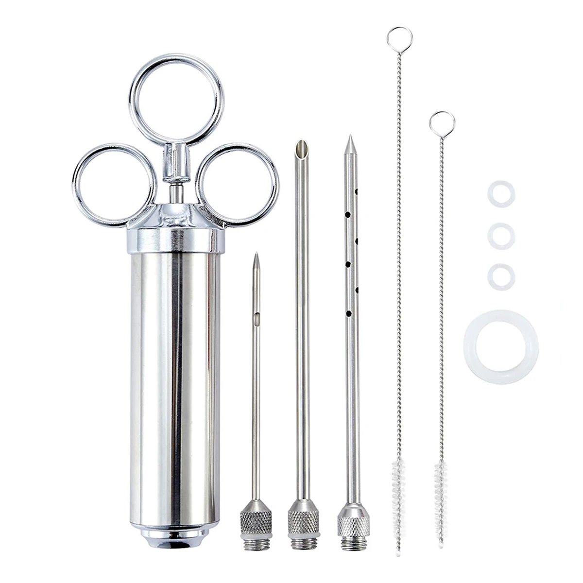 Premium BBQ Accessories Large Capacity Stainless Steel Meat Injector Syringe with 3 Marinade Needles