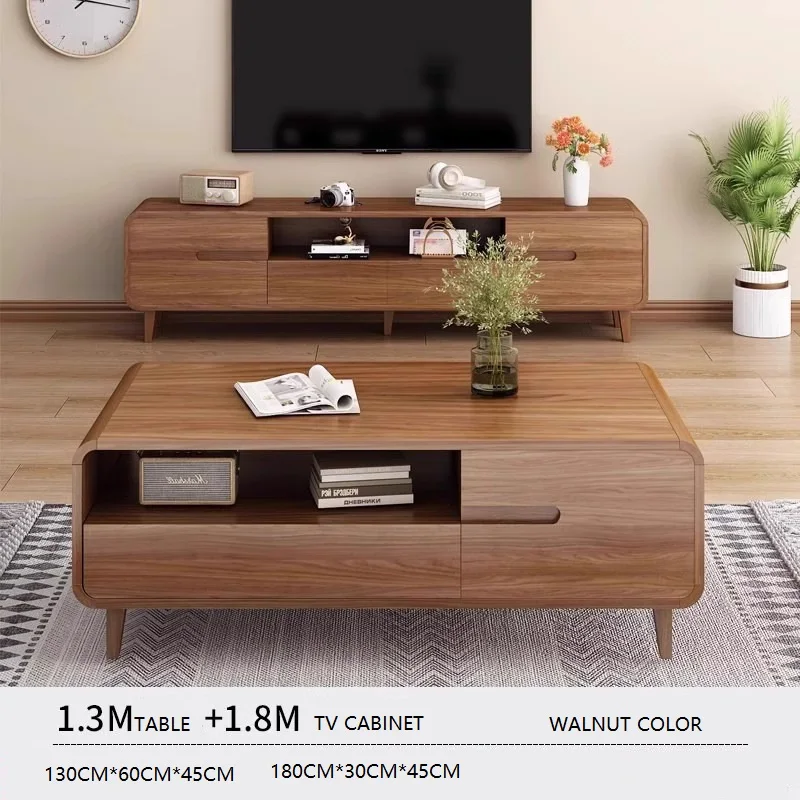 Factory Direct Set of 2 Glass Table Top Coffee Table and TV Console Stand Set Storage Cabinet Living Room Furniture TV Stand