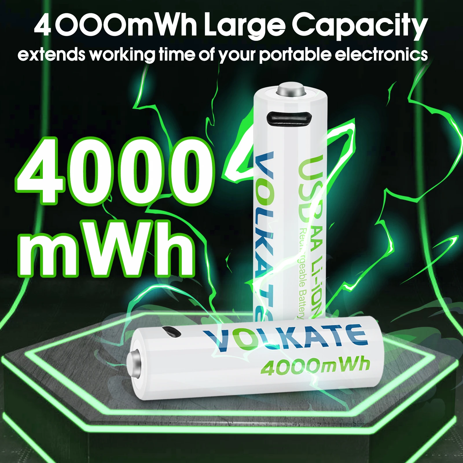 Большая емкость 1 5 Вольт 4000mwh 2666mAh AA перезаряжаемый литий-ионный аккумулятор USB быстрая зарядка с зарядным кабелем