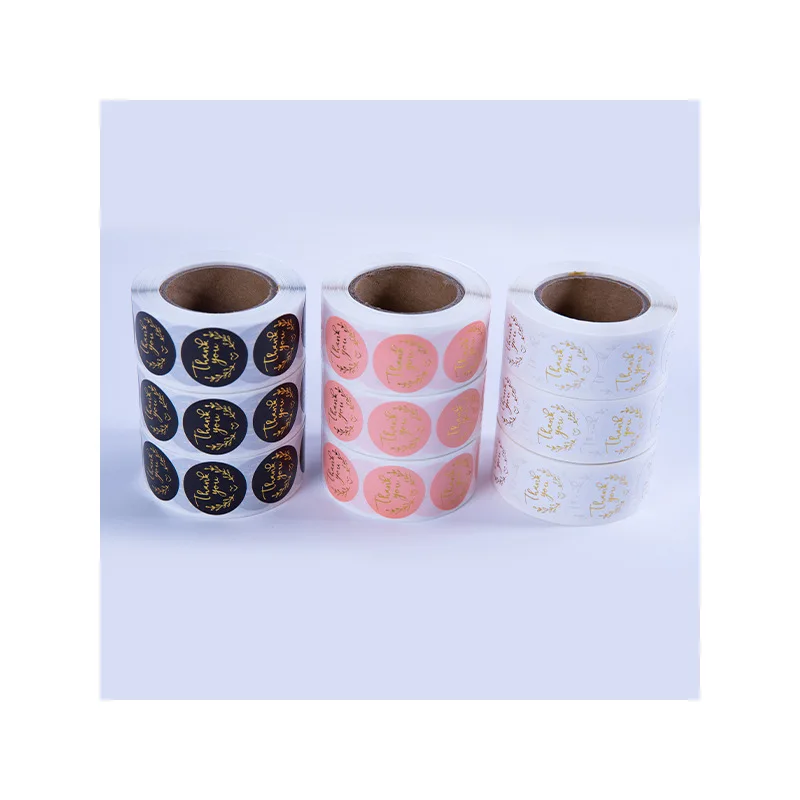 Custom Printed Labels of Various Colors Thank You Gold Foil Vinyl Waterproof Sticker Packaging Label Adhesive Tape