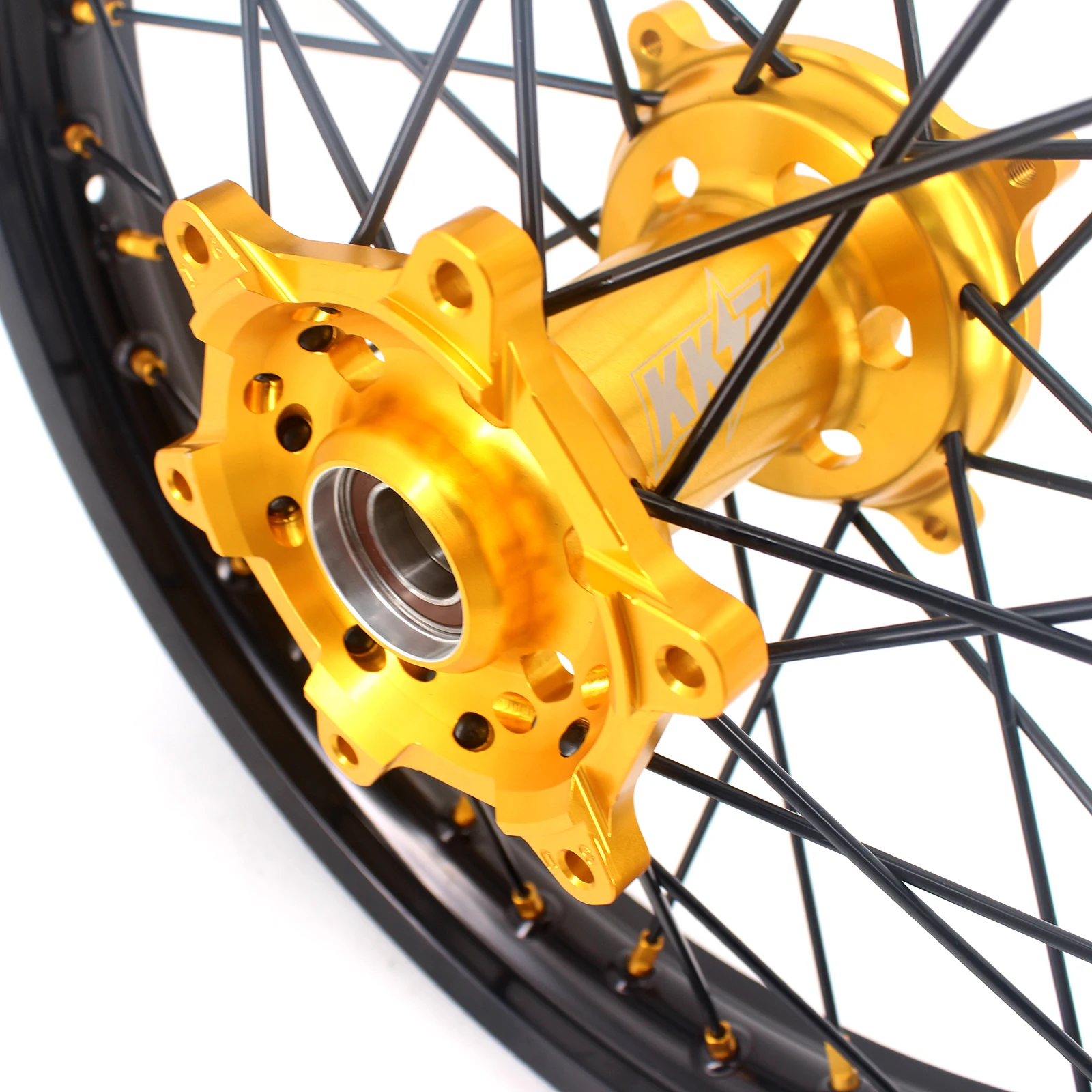 
KKE 21/19 CNC Anodized Dirt Bike Wheels Compatible with SUZUKI RMZ250 RMZ450 2005-2020 Gold Hub/Nipple Black Rim/Spoke 