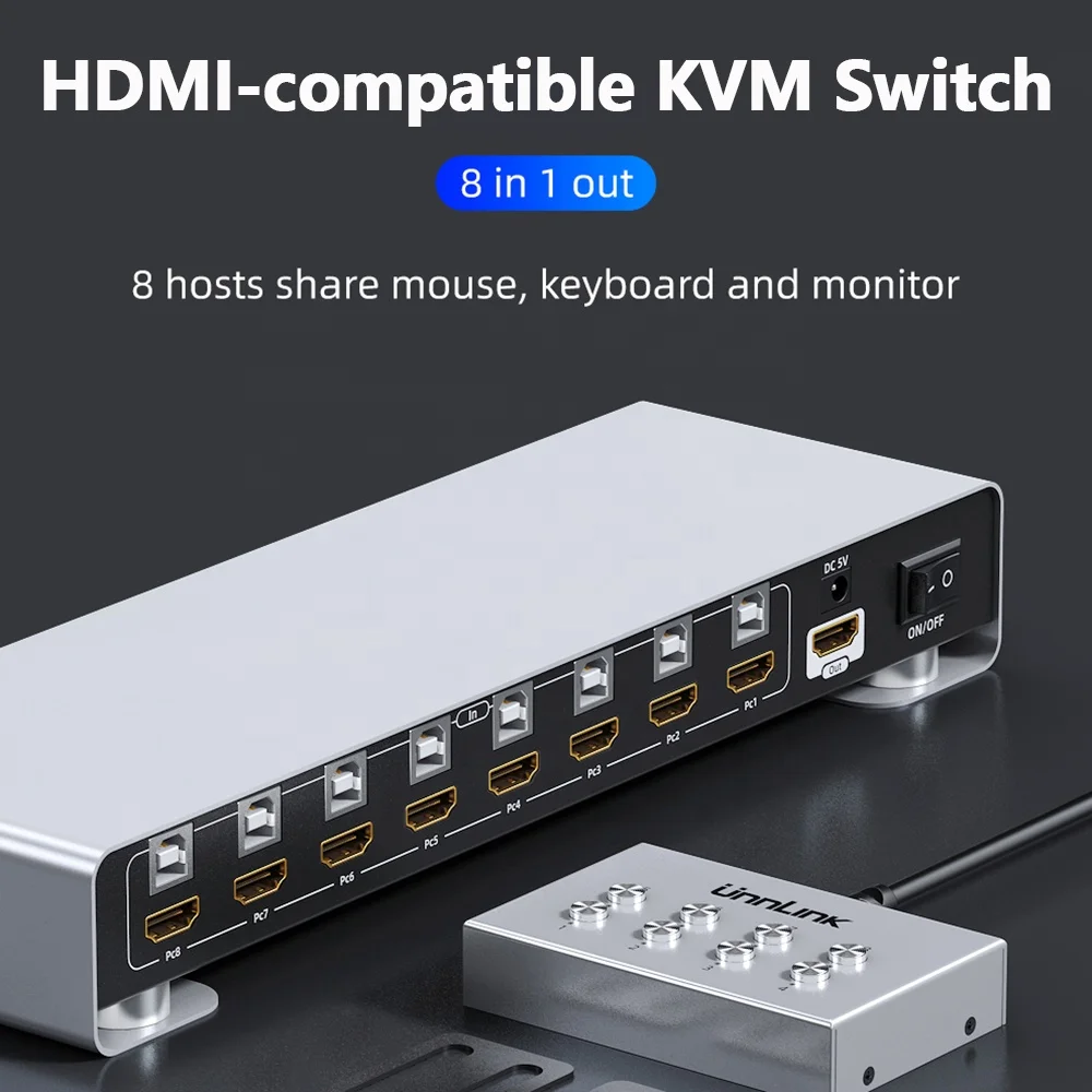 Unnlink 4K @ 30 Гц HDMI KVM переключатель 8 портов с расширенным