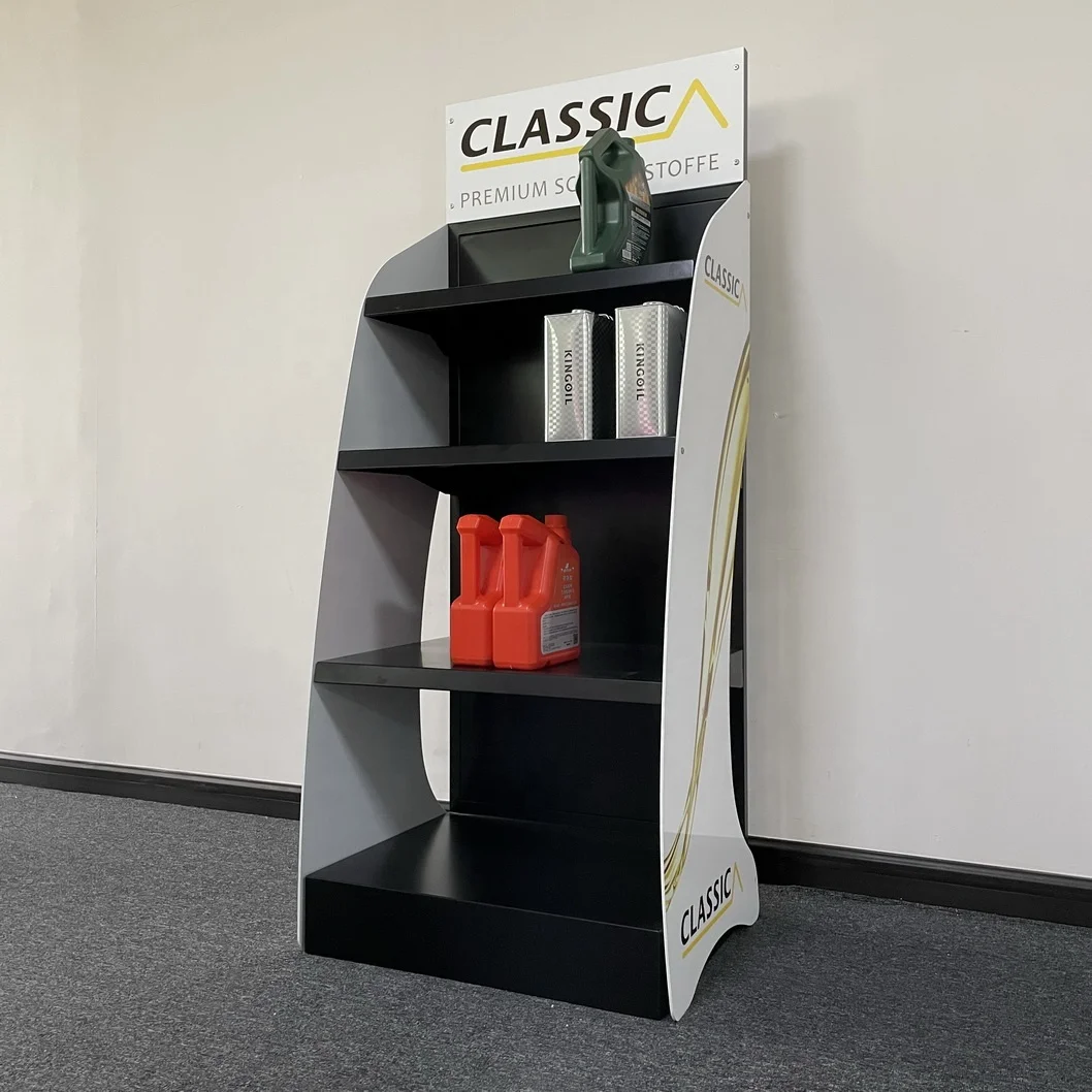 retail store shop motor auto engine lubricants oil car accessories metal display shelf rack stand