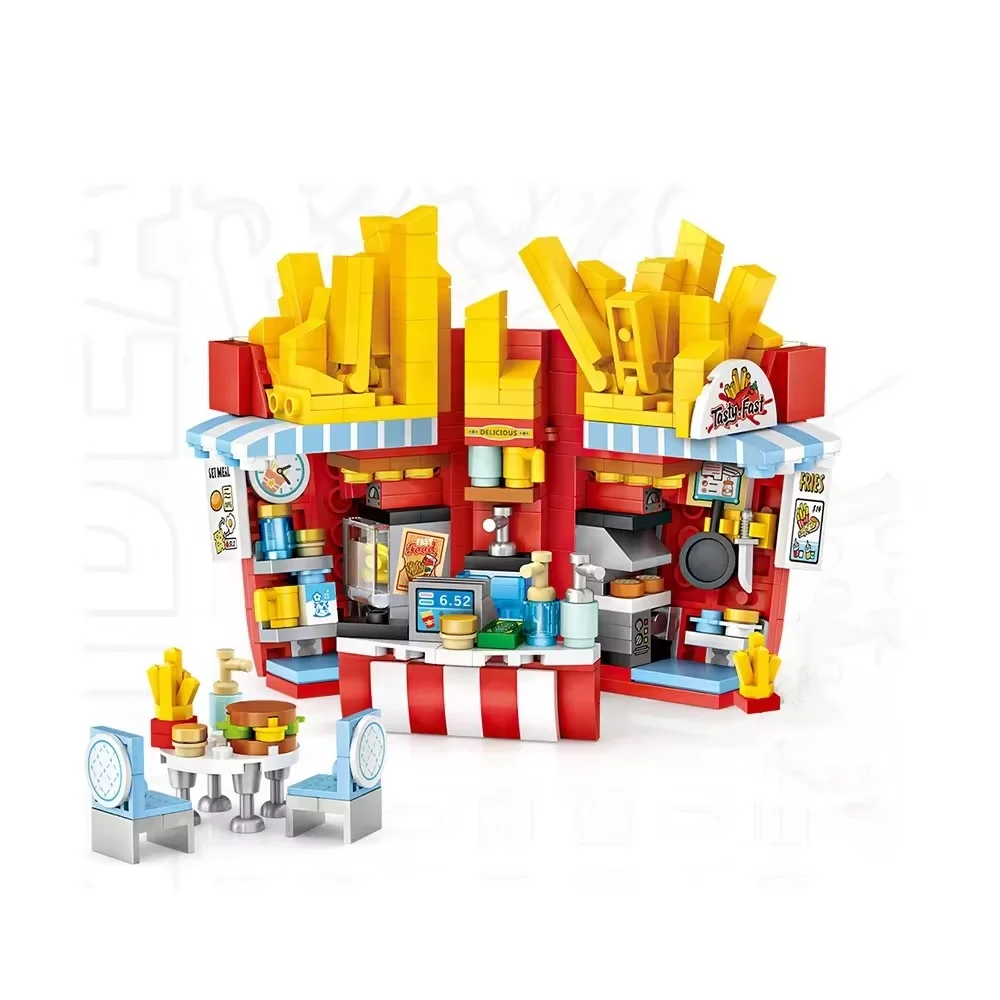 Loz French fries shop 7 year olds children construction plastic kits building games toy block