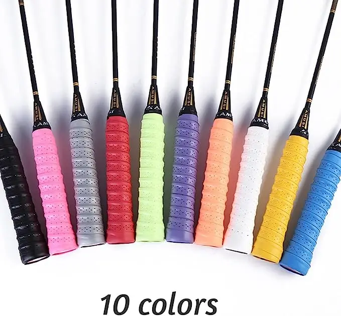 Tennis Racket Grip Tape Badminton Grip Tape with Anti Slip Perforated Super Absorbent Pu Racquet Handle Grip Pro Overgrip
