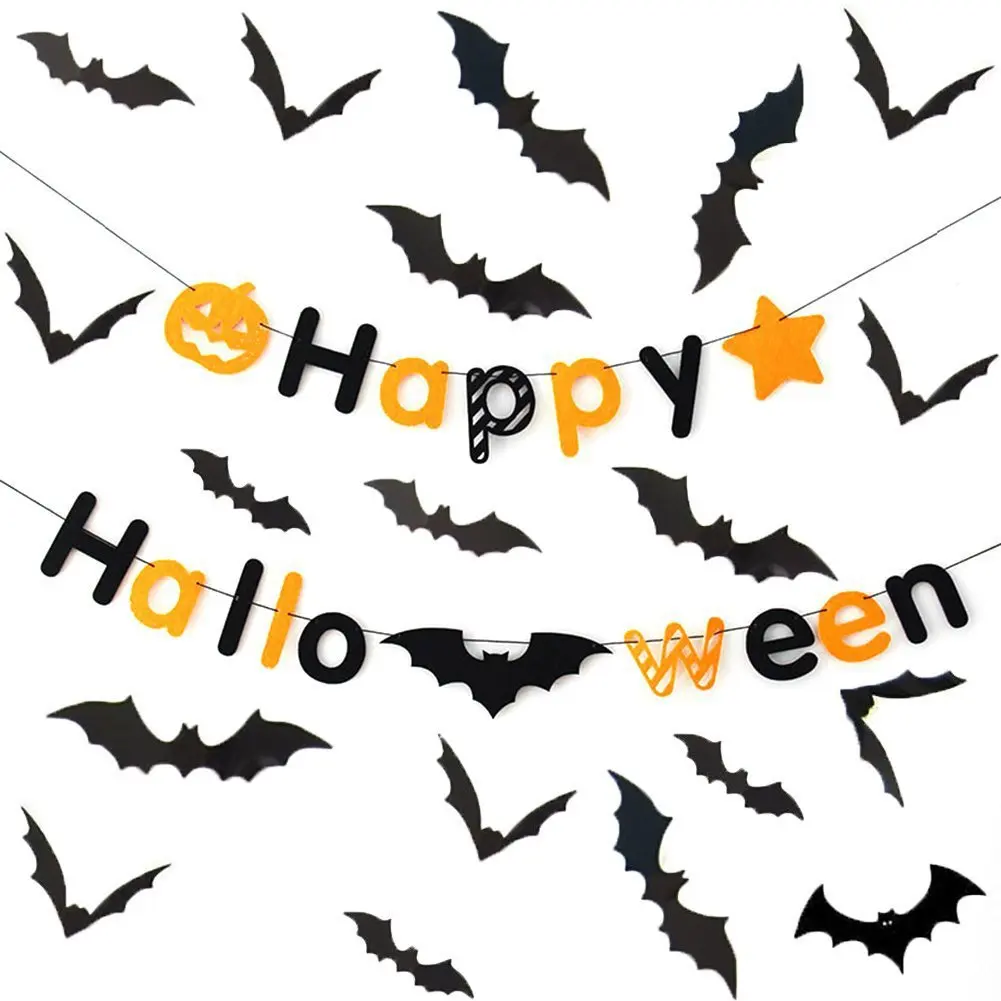 Bat Bloody Style Halloween Party House Front Door Wall Window Decorative Happy Halloween Bloody Weapon Hanging Banner