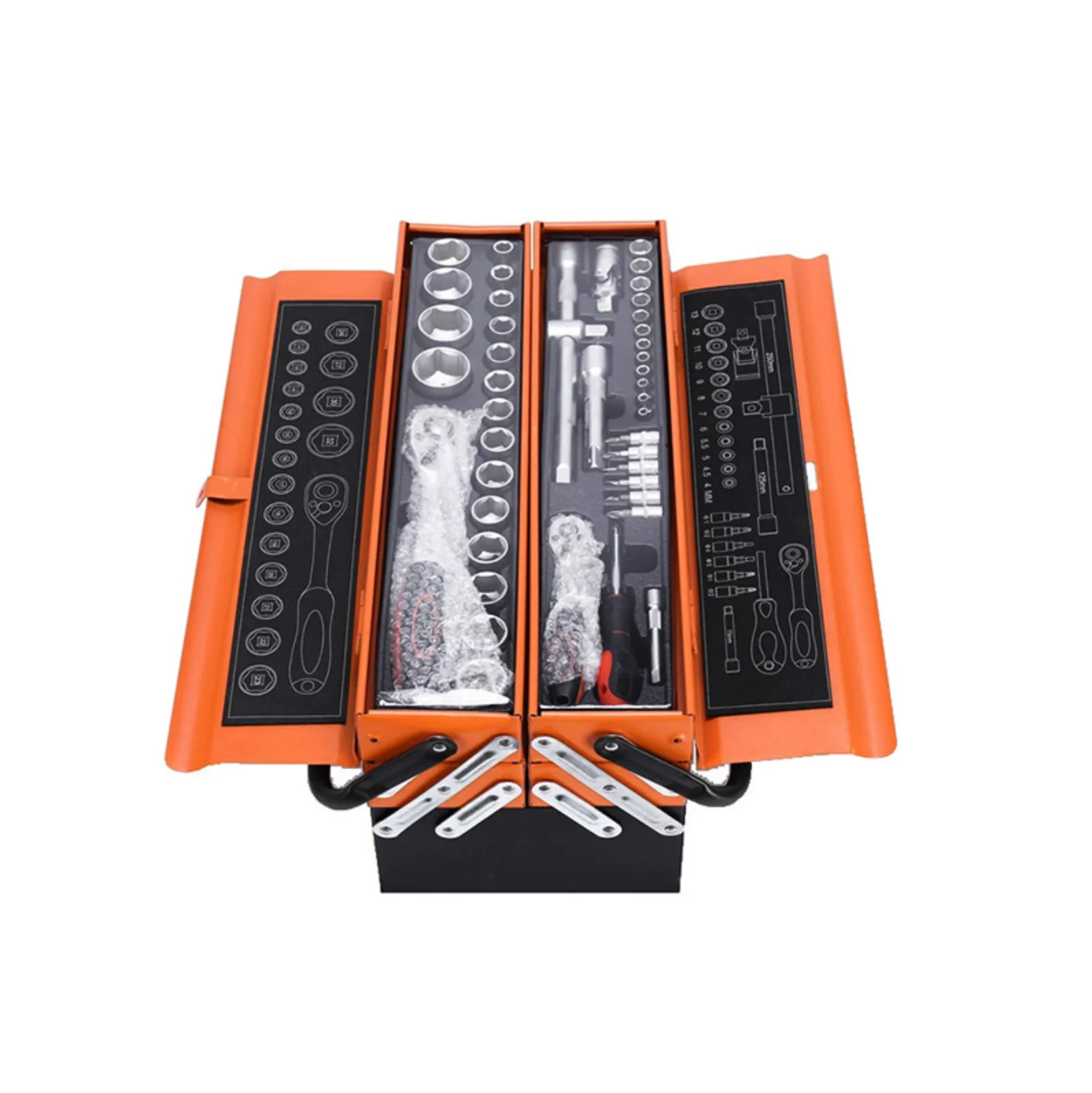 Wholesale 85-Piece Manual Socket Wrench Set 72 Teeth Quick Ratchet Hardware Tool Box Customizable OEM