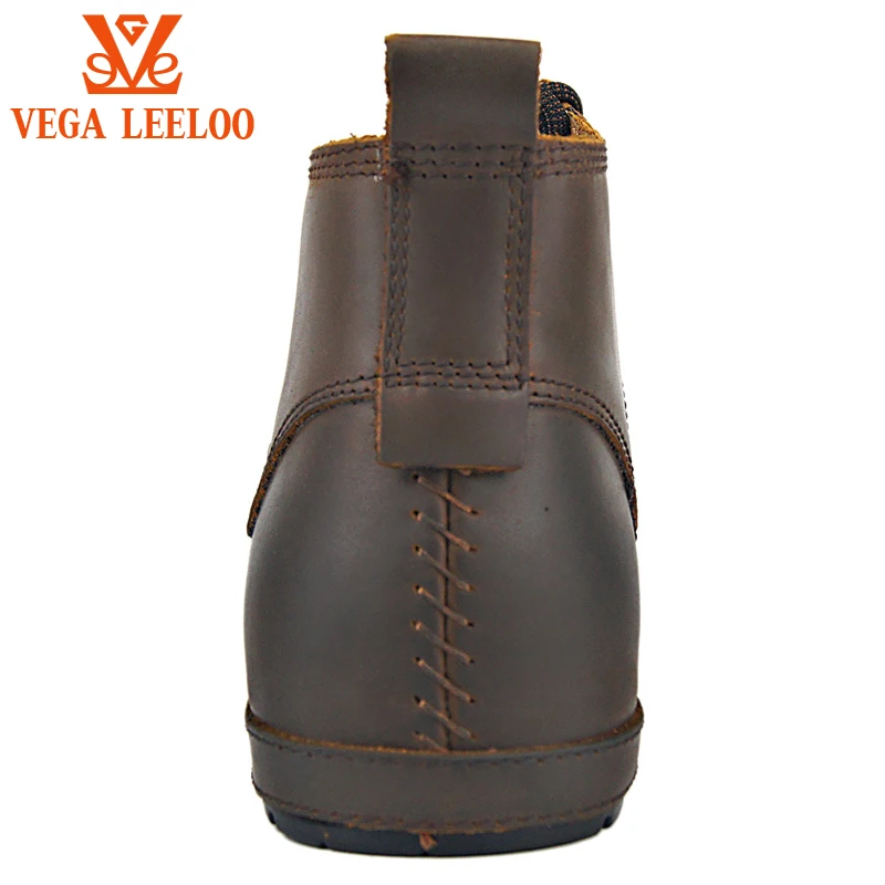 Retro British Motorcycle Boots Genuine Leather  Zipper-up Leather Chukka Boots with Fur  Cowboy Ankle Boots