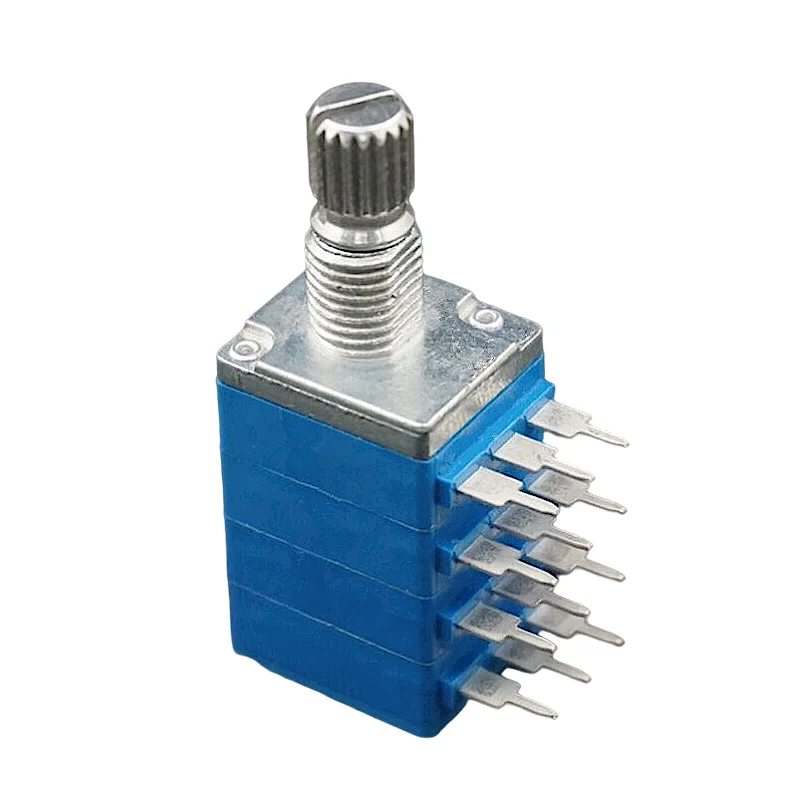 Free samples 9mm 4 gang 12pins 10K 20K 50K 100K linear rotary potentiometer dual concentric shaft b203 rotary potentiometer