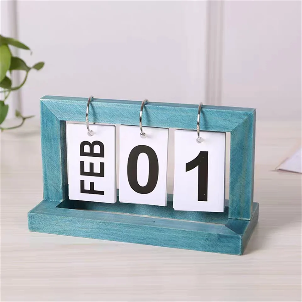 Custom logo Table Calendar High Quality Wood Desk Calendar wooden calendar stand