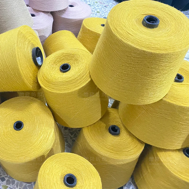 50% acrylic 28% nylon polyamide 22% polyester melange yarns 18S/2 flat knitting machine weaving angora wool blended fancy yarn