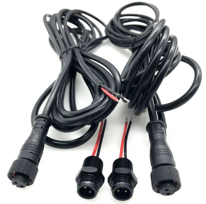 m12 waterproof connector 2P male and female butt plug led outdoor lighting cable Waterproof Circular Electrical Cable