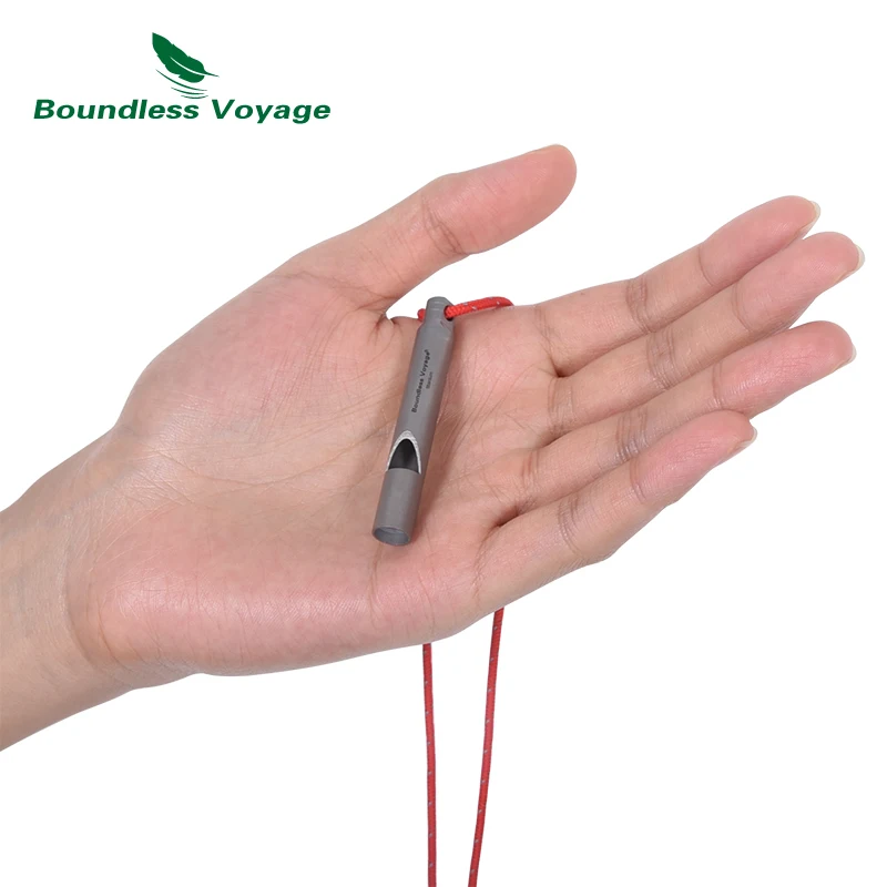 Boundless Voyage Titanium Emergency Whistle Loud Portable Keychain Necklace Whistle EDC Keyring for Emergency Survival Outdoor