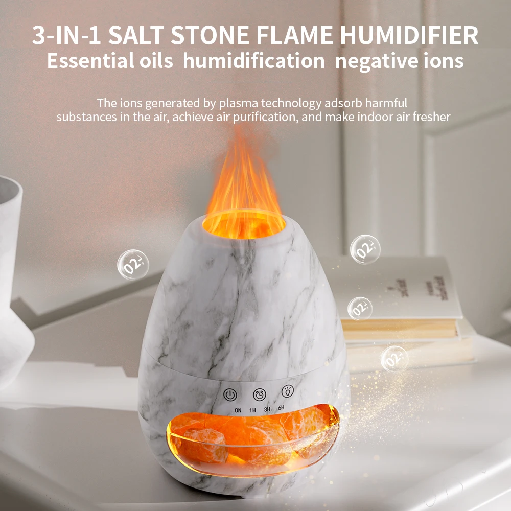 Himalayan Salt Lamp Ultrasonic Aroma Diffuser Cool Mist Humidifier Included Oils Essential Oil Diffuser Household Use 1-Year