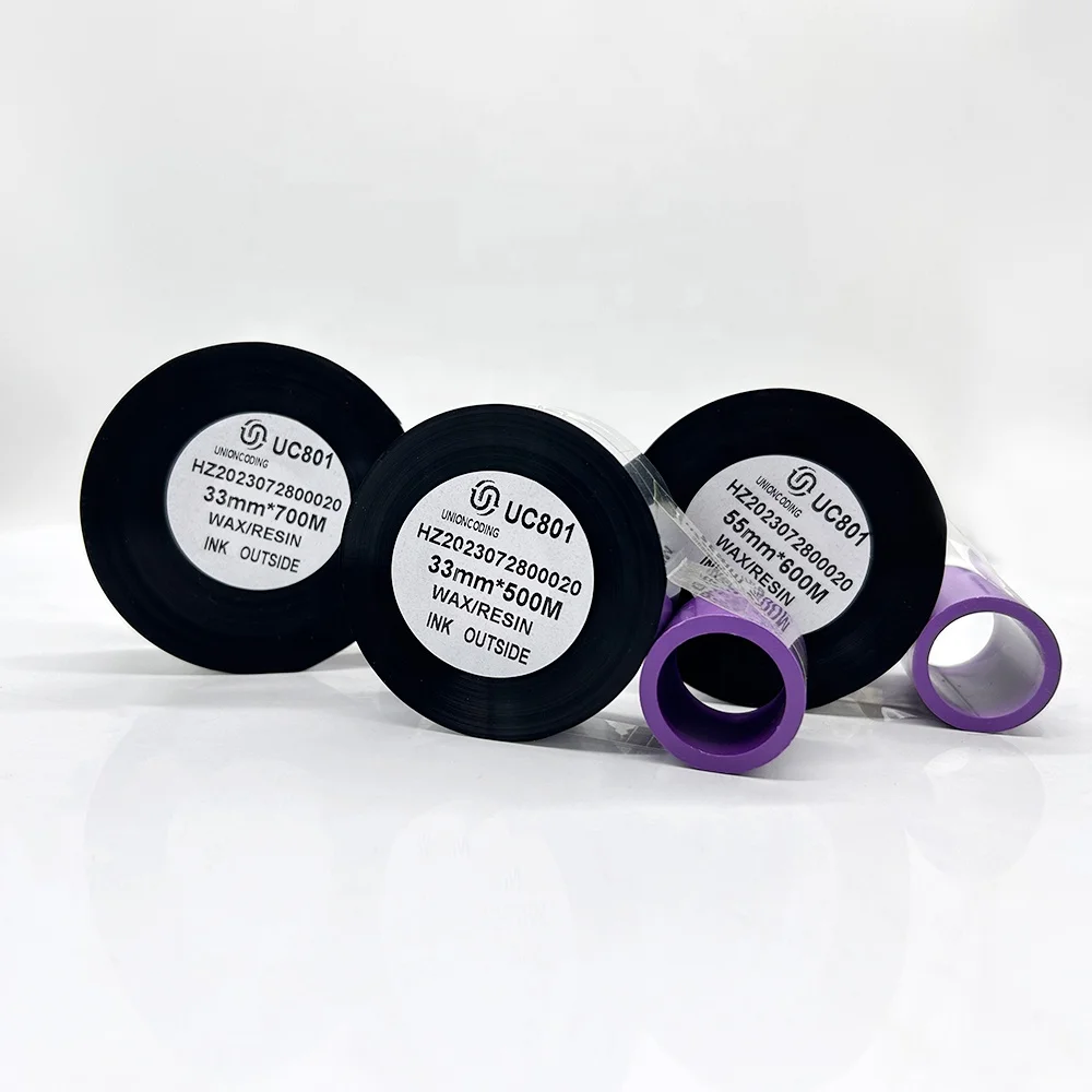 General wax resin TTO black ribbon UC801 55*500m marken linx vdeojet domino inside outside thermal transfer ribbon