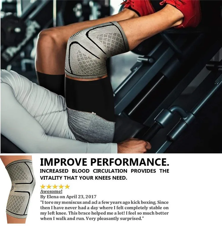 Great sports Knee leg Support Fitness  weightlifting elbow Compression Sleeve Knee Brace  knee massager medical pads 7mm