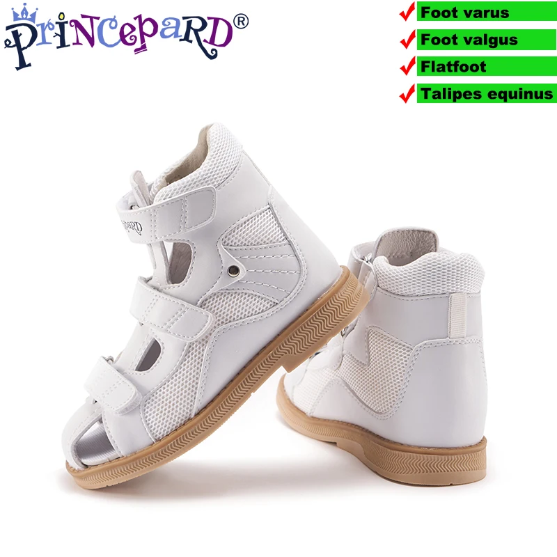 Ортопедические Сандалии Princepard, детская кожаная обувь, белые летние сандалии на плоской подошве