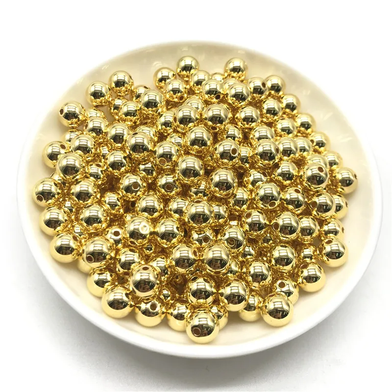 100 шт., бусины из розового золота и черного металла, 4/5/6/8 мм